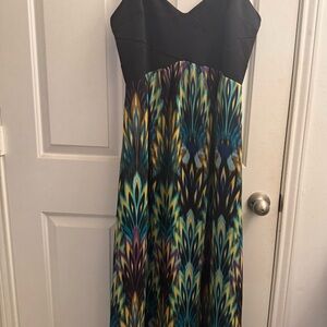 Nicole Miller Black and Multicolor Maxi Dress